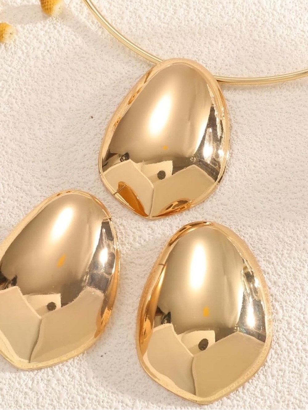 Luxury Gold Statement Necklace & Earrings Set | Sculptural Minimalist Jewelry